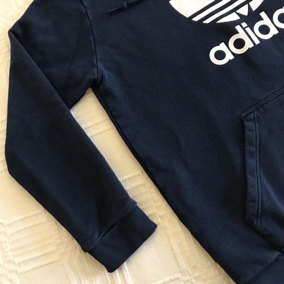 Adidas Dark Blue ‘Trefoil’ Pullover Hoodie - Picture 4 of 9